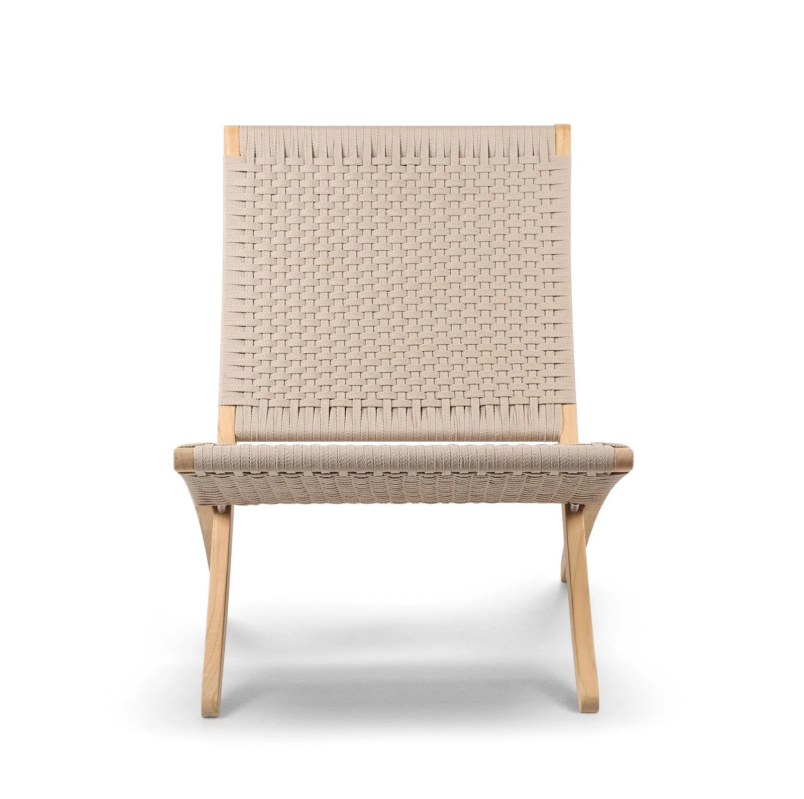 Carl Hansen MG501 outdoor lounge chair, oiled teak / beige flat rope