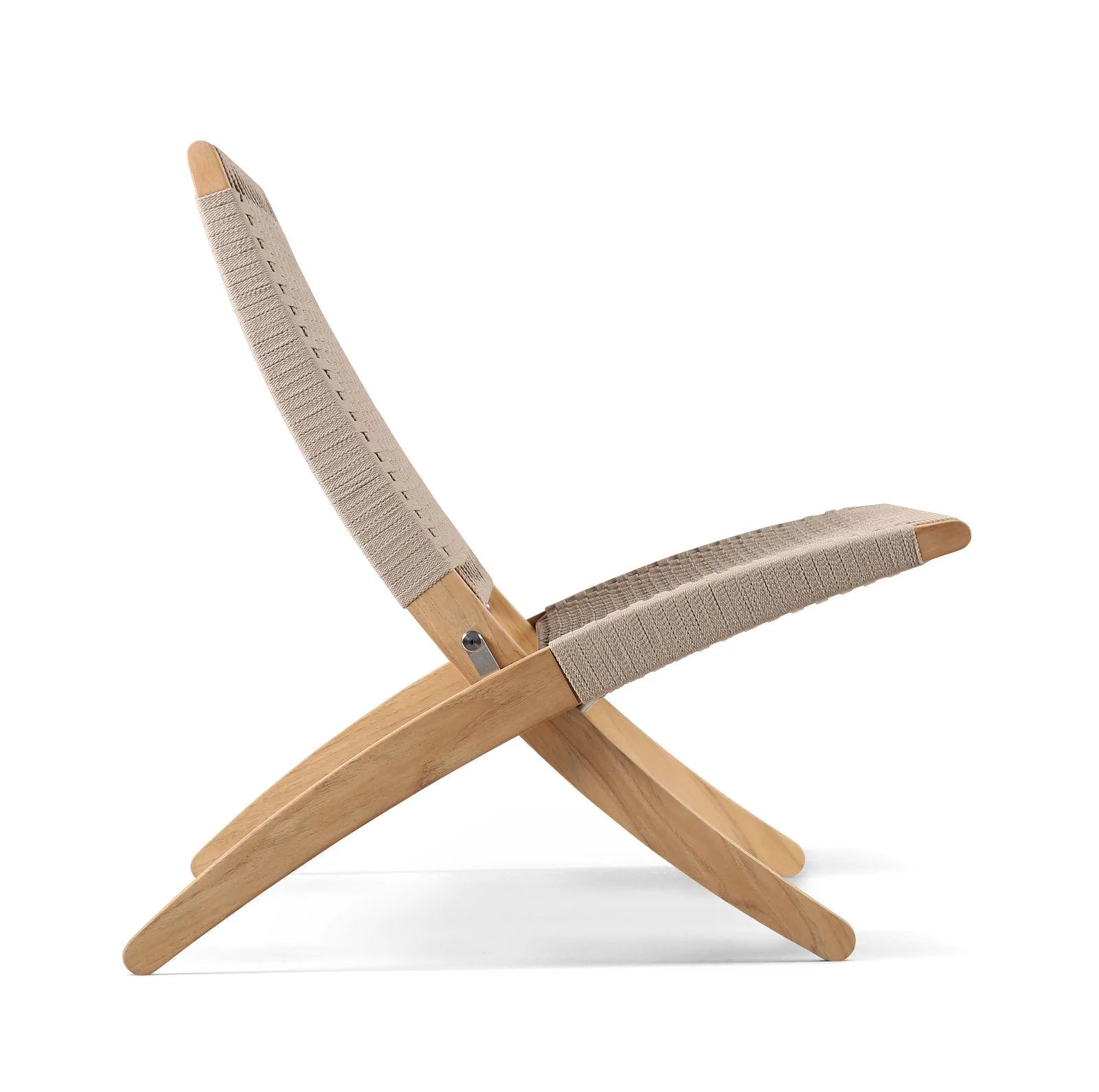 Carl Hansen MG501 outdoor lounge chair, oiled teak / beige flat rope - Image 2