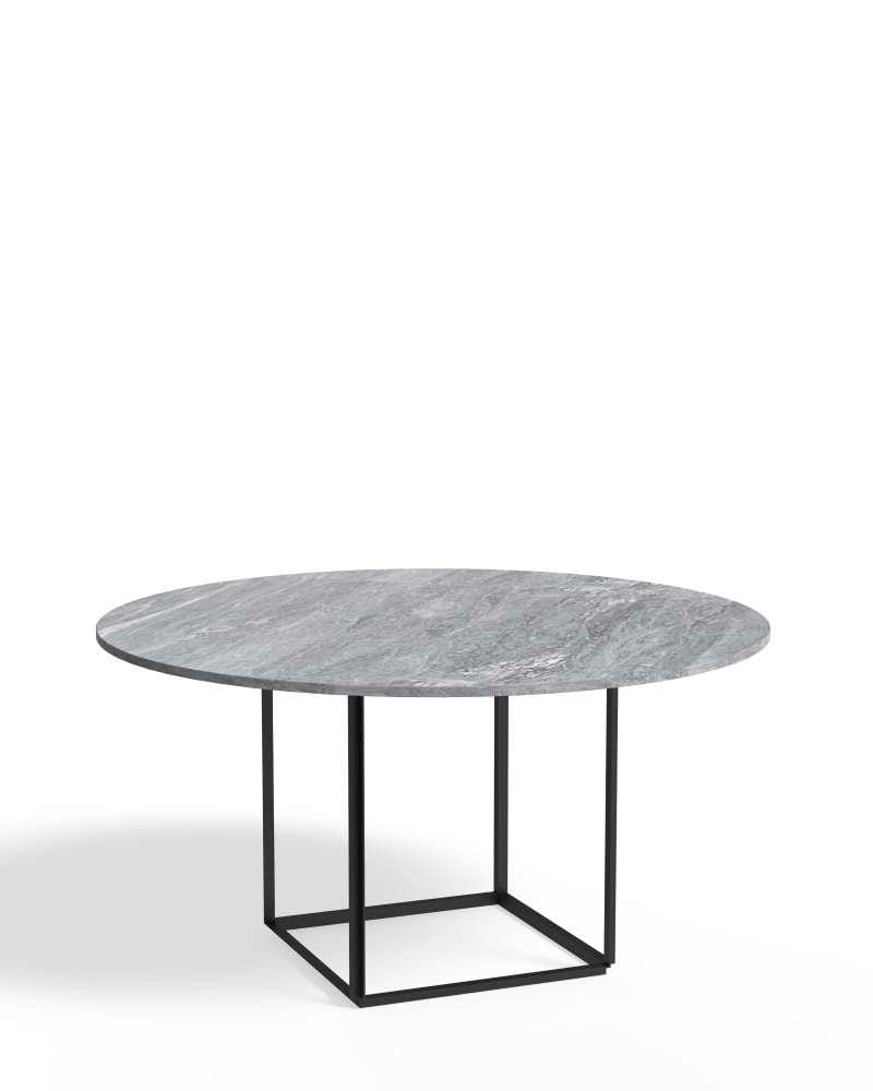 New Works FLORENCE -ruokapöytä, Ø145 cm, harmaa marmori/musta jalka