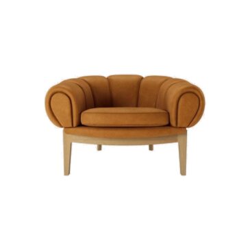 GUBI CROISSANT lounge chair, brown/oak
