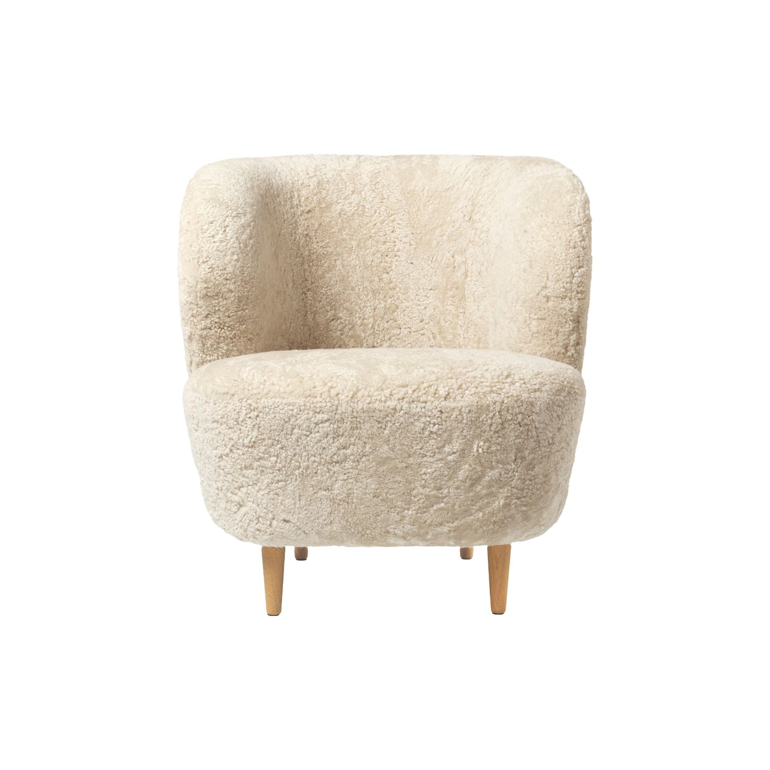 GUBI STAY-nojatuoli, pieni, beige (moonlight) lampaankarva/tammi