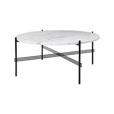 GUBI TS-sohvapöytä Ø80cm, Carrara-marmori/musta metalli