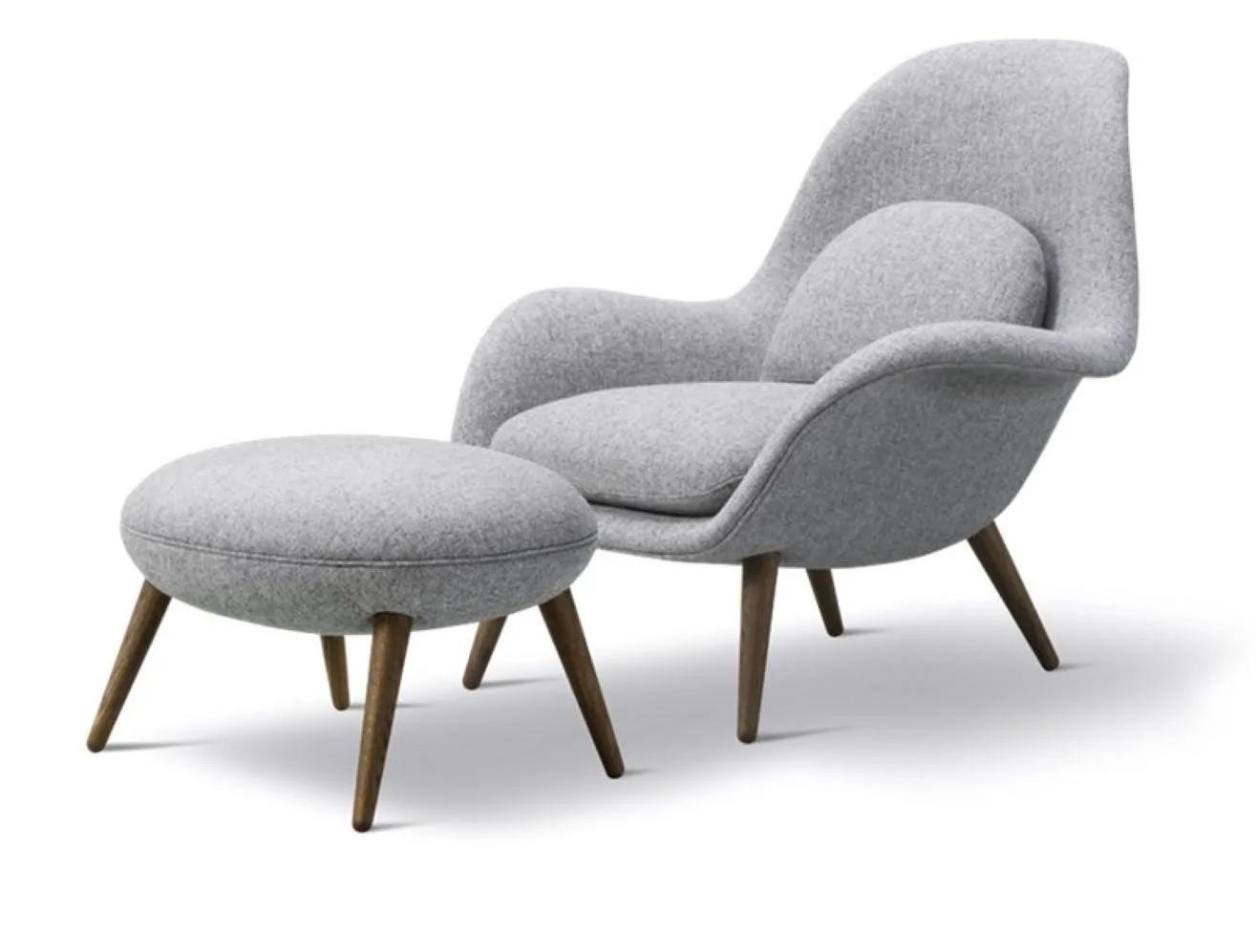 Fredericia SWOON ottoman, grey/smoked oak - Image 4