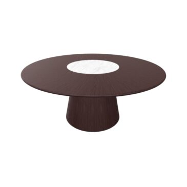 Andreu World REVERSE WOOD -pöytä, Ø180cm, tumma saarni/valkoinen marmori ME15501