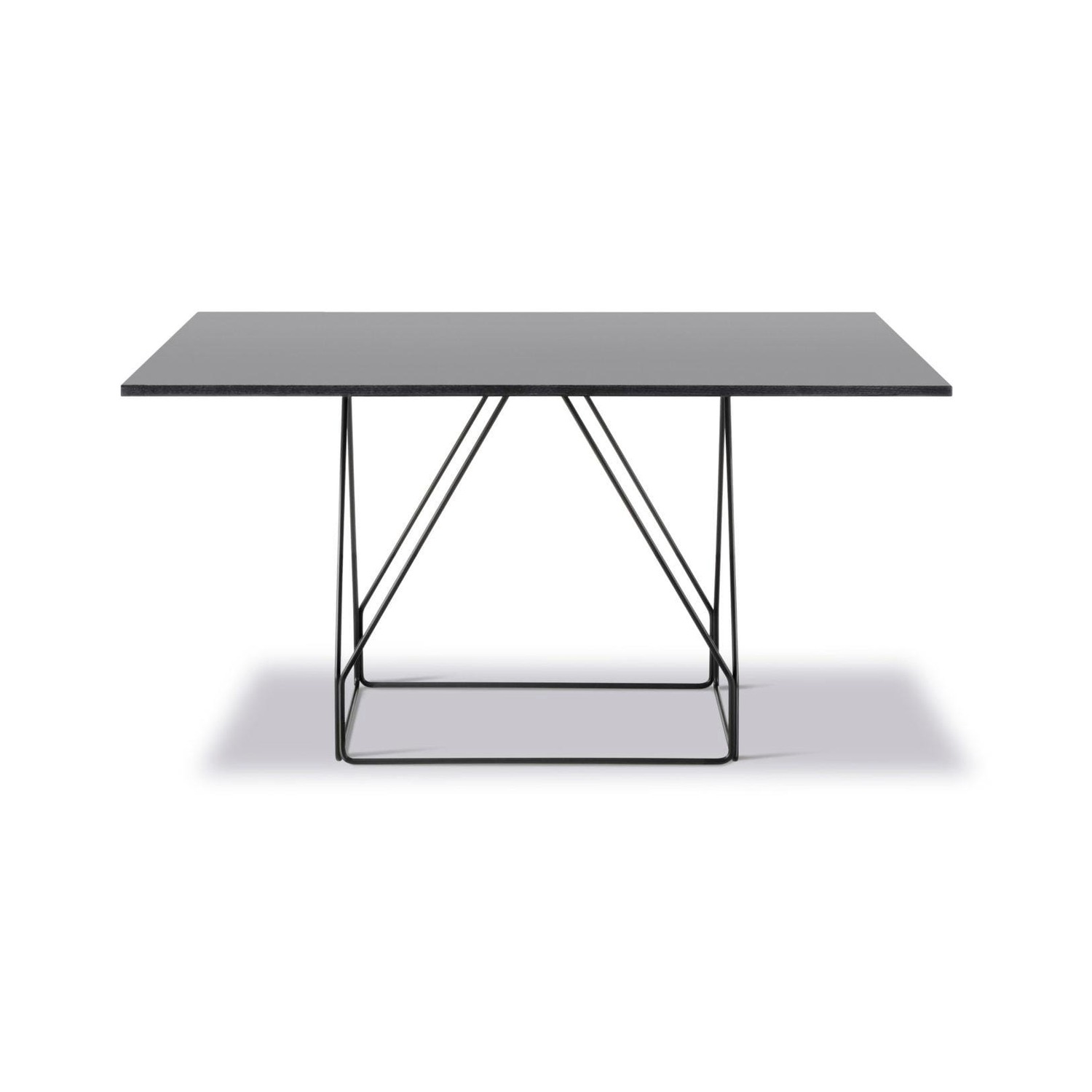 Fredericia JG -dining table, 140 x 140 cm, black linoleum / black steel