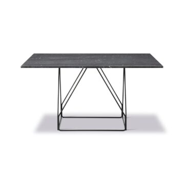 Fredericia JG -dining table, 140 x 140 cm, black marble / black steel
