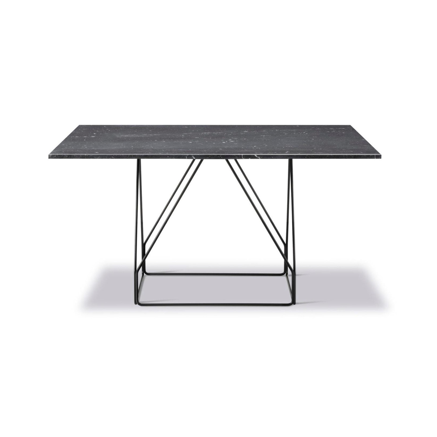 Fredericia JG -dining table, 140 x 140 cm, black marble / black steel