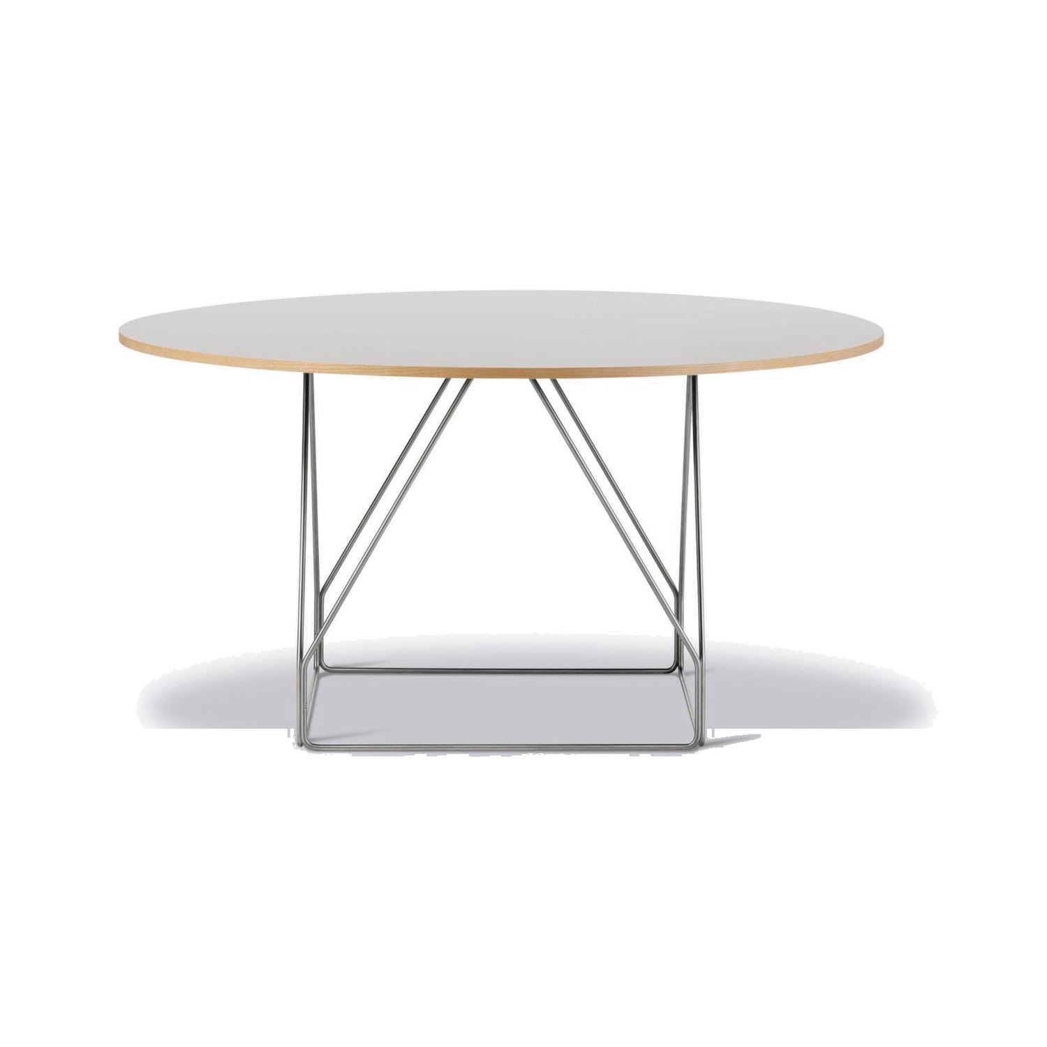 Fredericia JG -dining table, Ø 140 cm, grey linoleum / stainless steel
