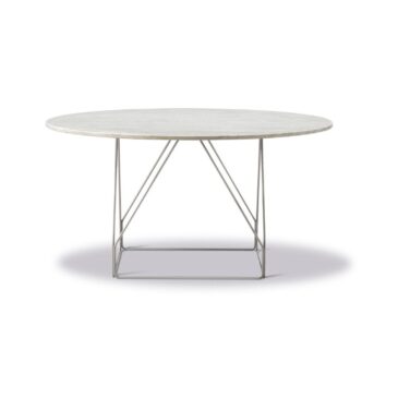 Fredericia JG -dining table, Ø 140 cm, ivory quartzite / stainless steel