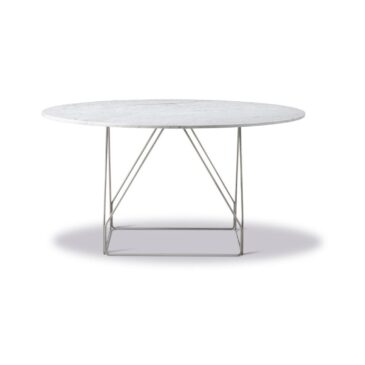 Fredericia JG -dining table, Ø 140 cm, white marble / stainless steel