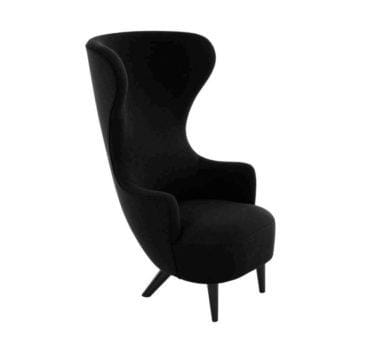 Tom Dixon WINGBACK -nojatuoli, Gentle-kangas musta/musta tammi