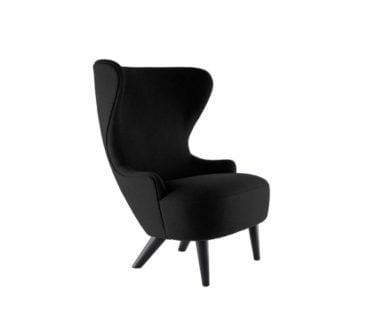 Tom Dixon WINGBACK MICRO -nojatuoli, Gentle-kangas musta/musta tammi