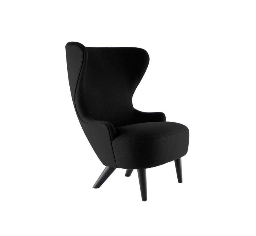 Tom Dixon WINGBACK MICRO -nojatuoli, Gentle-kangas musta/musta tammi