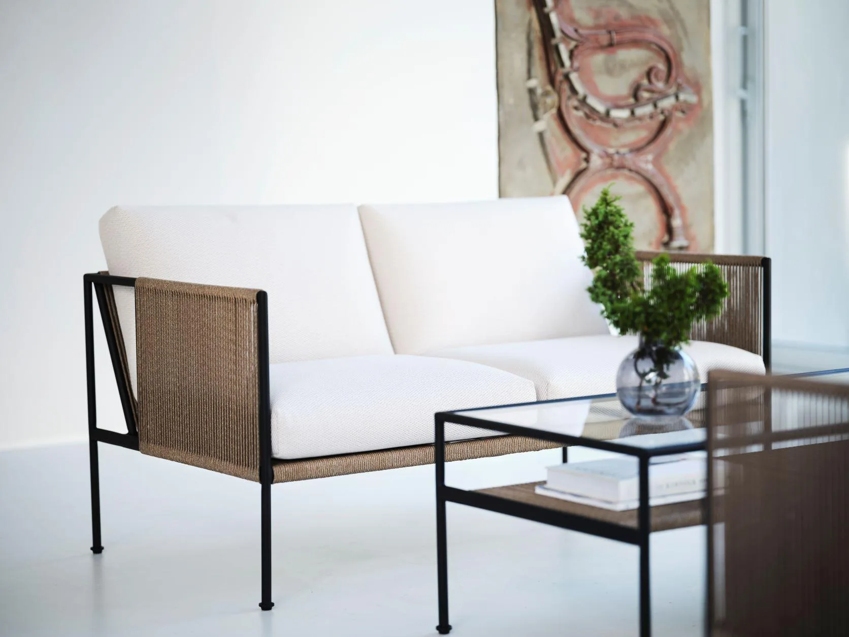 Röshults GARDEN ANTIBES -2-seater sofa, sand / off-white - Image 5