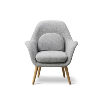Fredericia SWOON LOUNGE PETIT armchair, grey/oiled oak