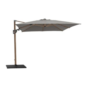 Cane-line HYDE LUXE -kallistettava aurinkovarjo 3x3 m jalustalla, taupe/wood look
