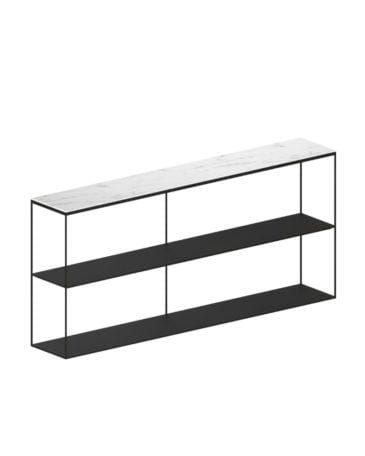 Zeus SLIM MARBLE -sivupöytä, 180 cm, valkoinen marmori / musta runko