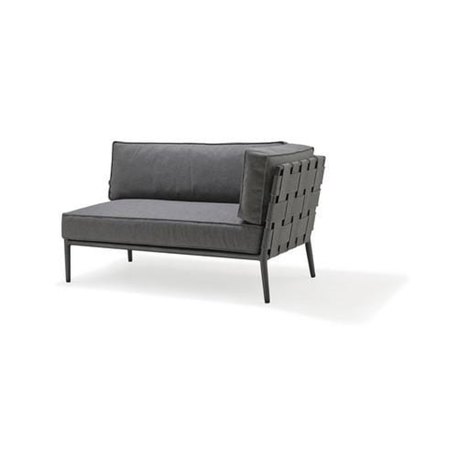 Cane-line CONIC 2-seater left, tummanharmaa