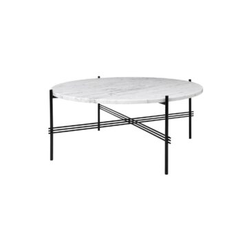 GUBI TS-sohvapöytä Ø80cm, Carrara-marmori/musta metalli