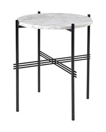 GUBI TS -sivupöytä Ø40cm, valkoinen marmori/musta