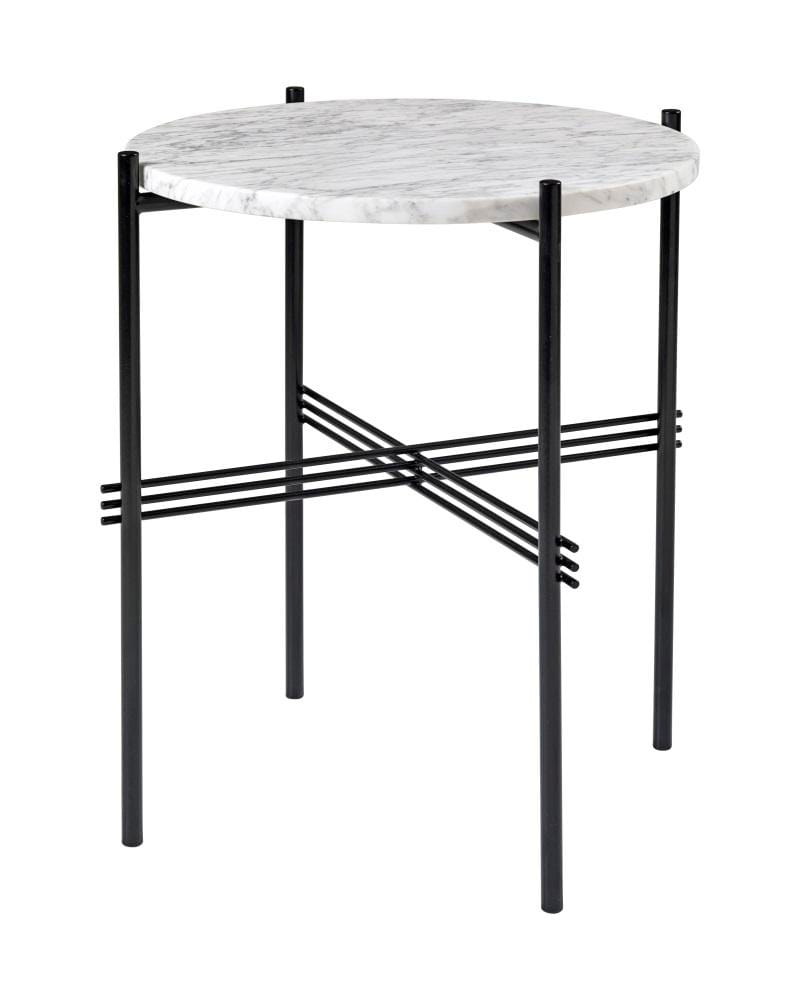 GUBI TS -sivupöytä Ø40cm, valkoinen marmori/musta
