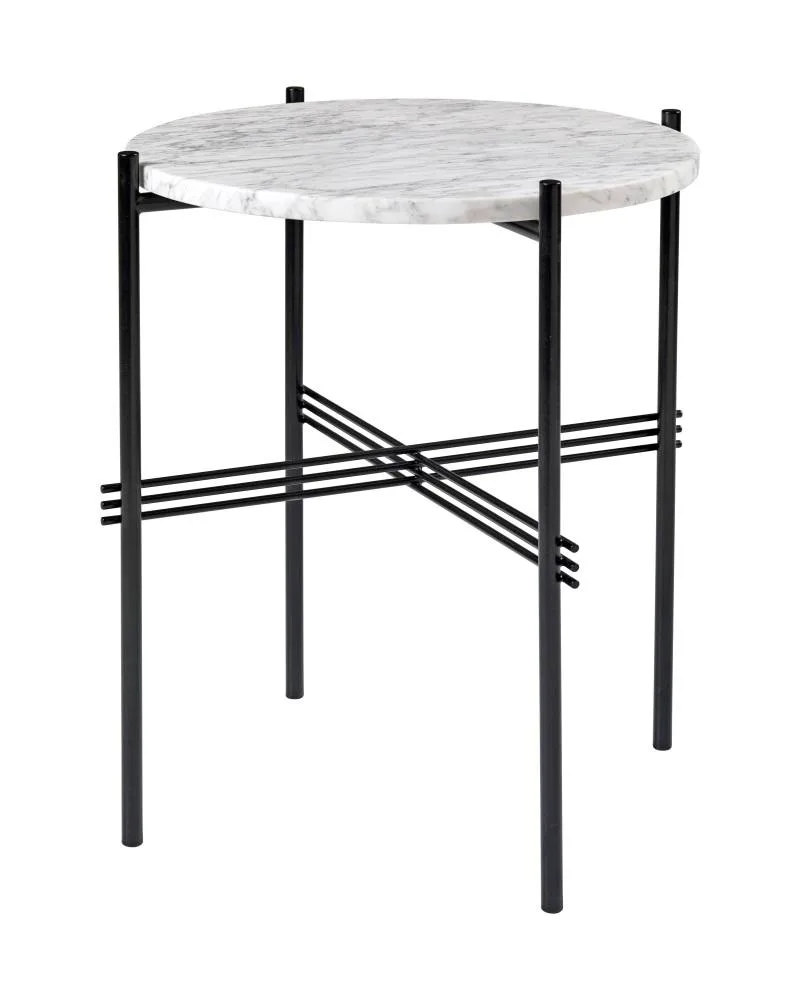 GUBI TS side table Ø40 cm, white marble / black