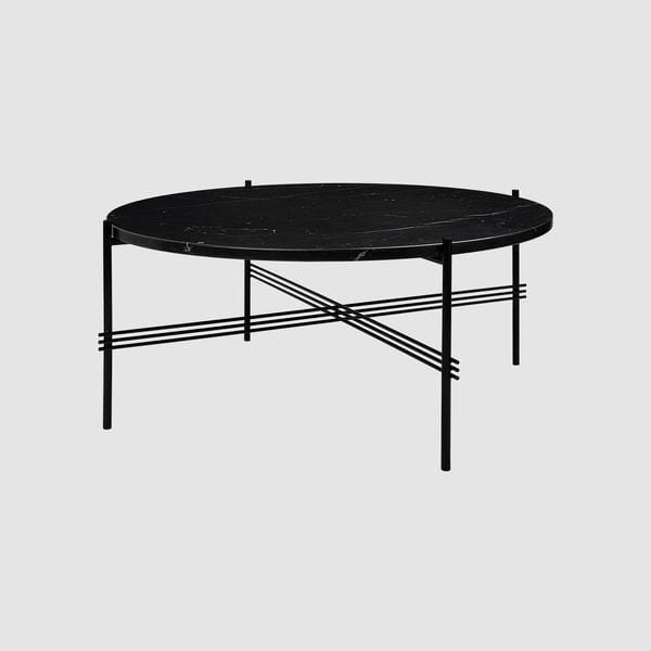 GUBI TS -sohvapöytä Ø80cm, musta marmori/musta