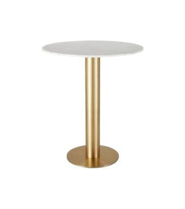 Tom Dixon TUBE -baaripöytä Ø90 cm, messinki/valkoinen marmori