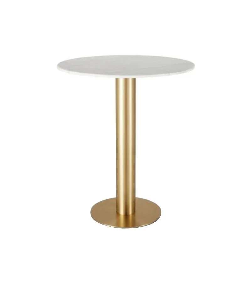 Tom Dixon TUBE bar table Ø 90 cm, brass / marble