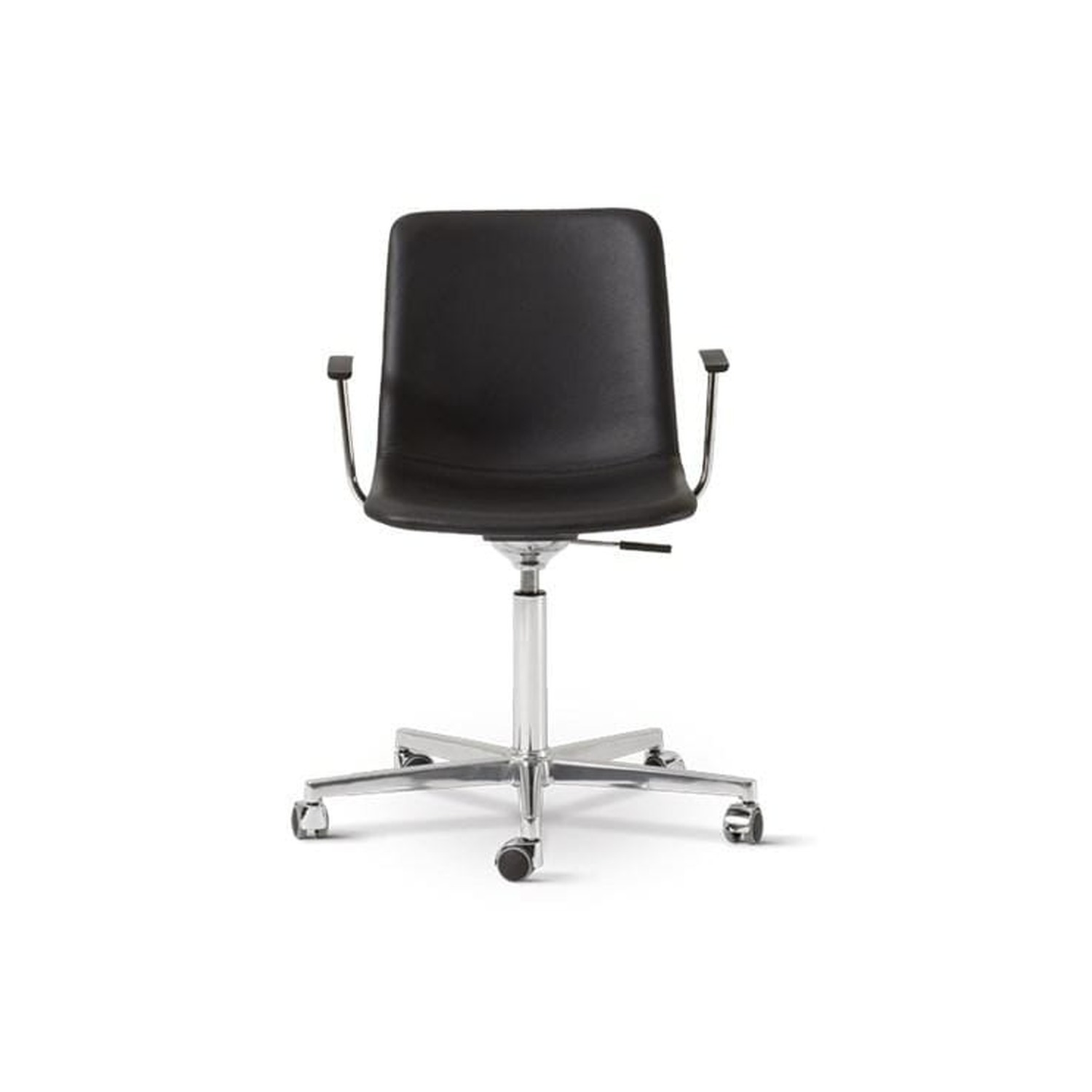 Fredericia PATO Executive office chair, black leather/alumiini, fully upholstered