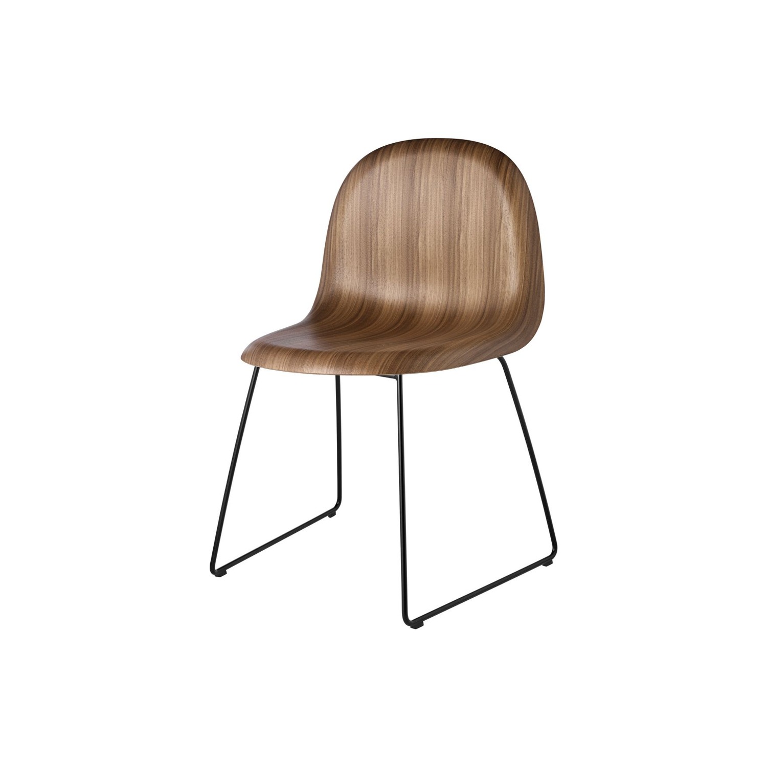 GUBI 3D chair, walnut/black, sledge base