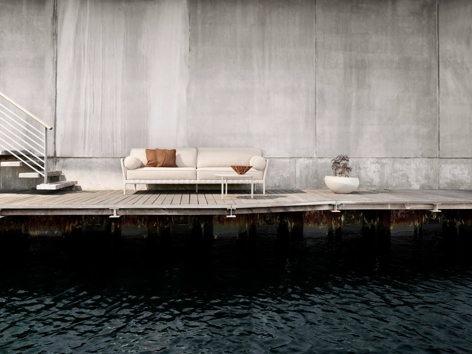 Vipp 720 Open-Air 3-seater sofa, light grey/beige - Image 2