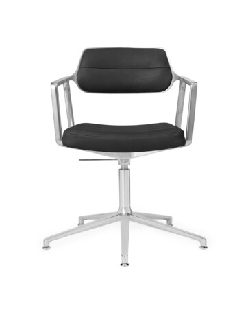 Vipp 453 SWIVEL+-työtuoli, musta nahka/kiillotettu alumiini