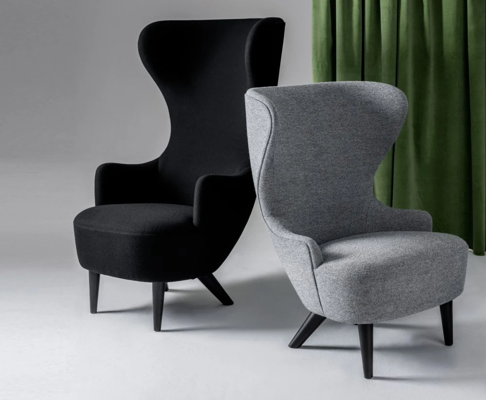 Tom Dixon WINGBACK MICRO -nojatuoli, Gentle-kangas musta/musta tammi - Image 2