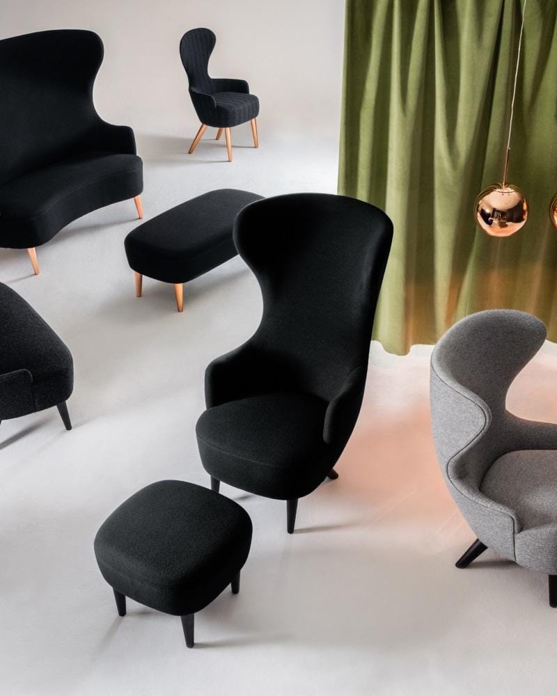 Tom Dixon WINGBACK -nojatuoli, Gentle-kangas musta/musta tammi - Image 3