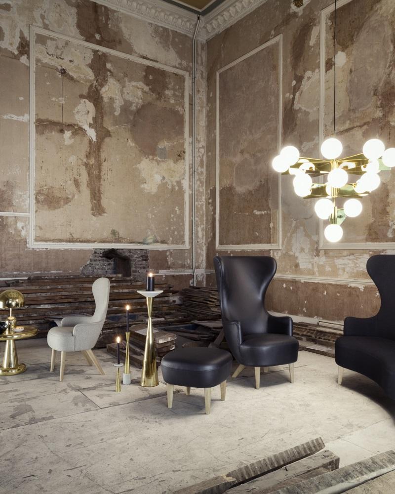 Tom Dixon WINGBACK -nojatuoli, Gentle-kangas musta/musta tammi - Image 4