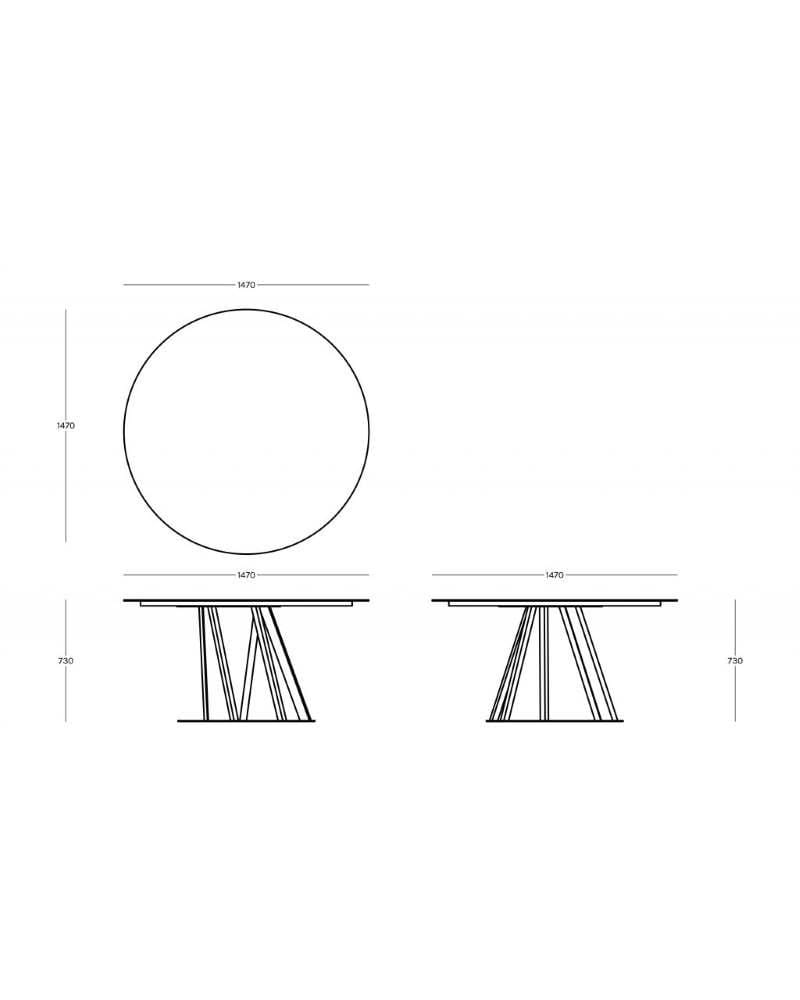 Zeus BIG IRONY ROUND -ruokapöytä, Ø147 cm, musta - Image 3
